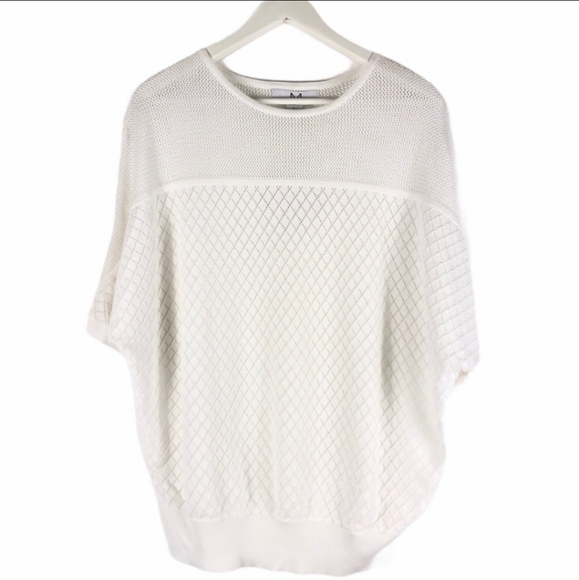 MAGASCHONI White Dolman Pointelle Knit Sweater L - Picture 6 of 6